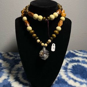 15” REAL Raw Crystal Wooden Necklace